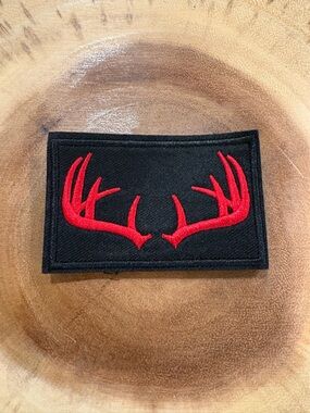 Black Patch with Red Antler Embroidery